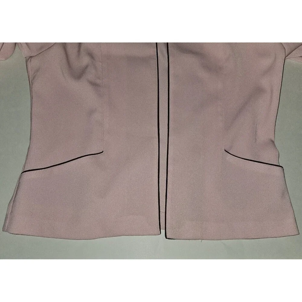 Dressbarn Pink Black Blazer Jacket Striped Tank Top Matching Set Size 10